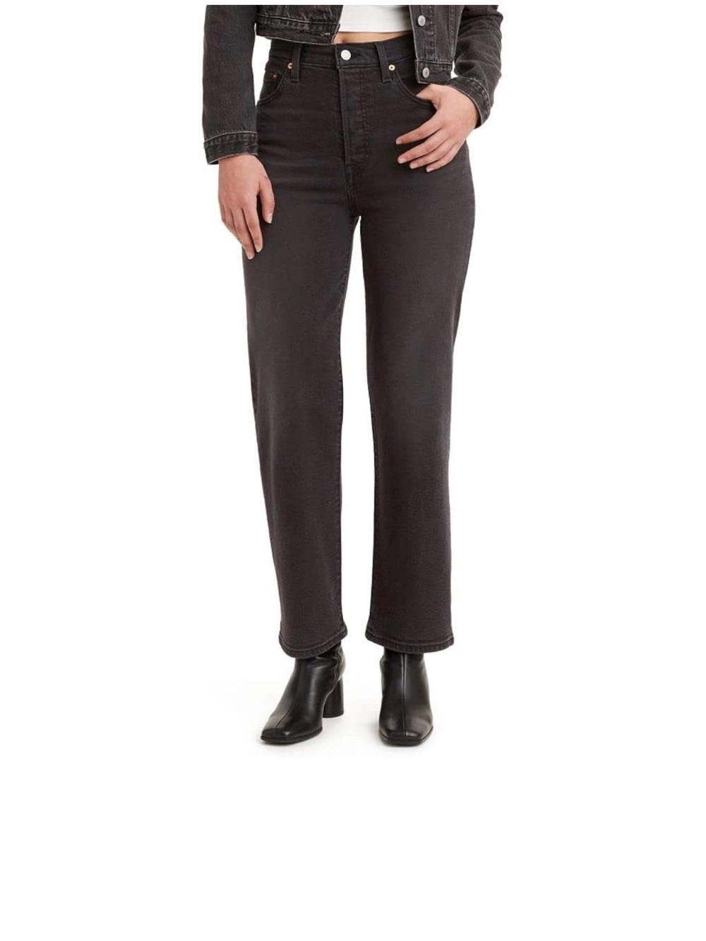 Levi's Women's Ribcage Straight Ankle Jeans Black Rinse
